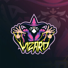 Wizard mascot logo design. Wizard illustration concept style for badge, emblem and t shirt printing.
