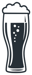 Stylized Illustration of a Pint Glass Filled with Dark Beer and a Thick Head of Foam