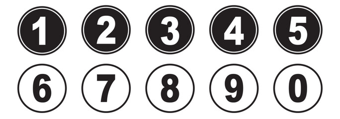 Colorful number bullet point 1 to 10 vector set. Perfect for infographics, presentations, task lists, education, step guides, charts, digital projects, and workflow organization. Vector illustration. 