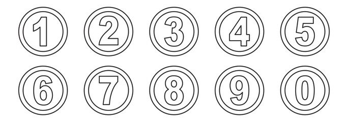 Colorful bullet point icons from 1 to 10 in modern circular design. Perfect for lists, infographics, presentations, numbering, educational materials, step guides, and digital content decoration.EPS 1O