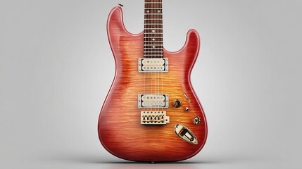 A sunburst electric guitar with a carved top, three pickups, gold hardware, and a rosewood fingerboard.  The body is a double-cutaway design