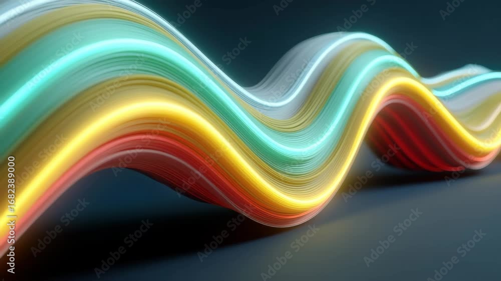 Poster colorful light waves flow gracefully across a dark background, creating a captivating visual experie