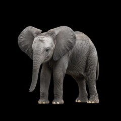 Obraz premium Majestic Elephant Standing Gracefully Against a Black Background