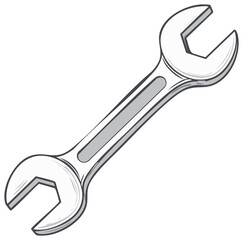 Wrench Illustration. Hand drawn repair tool.