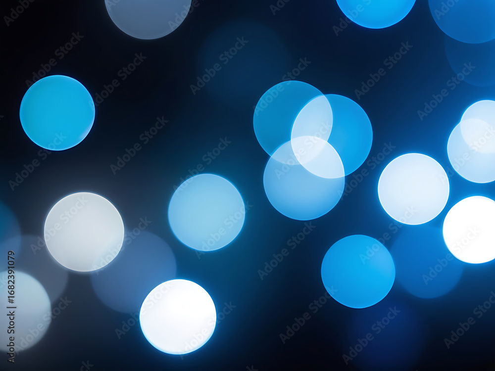 Aufkleber abstract background of soft blue and white bokeh lights creating a dreamy and magical atmosphere.