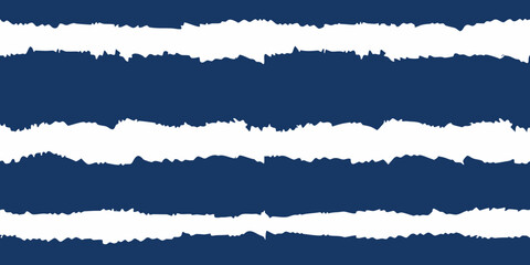 Fototapeta premium Abstract horizontal stripes with rough edges in navy blue and white colors