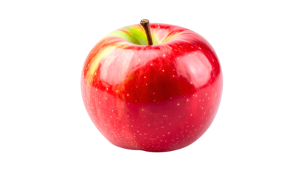red apple with some green spotting isolated on transparent bakground