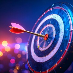 Dart hitting bullseye on target