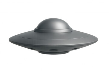 3d rendered classic gray ufo flying saucer hovering, transparent background, depicting sci-fi extraterrestrial concept with sleek, metallic design