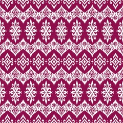 Elegant Magenta Floral Diamond Ikat Seamless Pattern