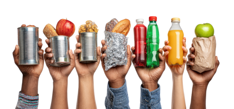 Diverse hands holding various food items (1)