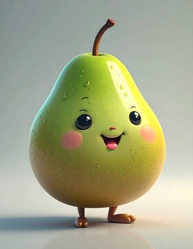 Naklejki Cute cartoon pear with tiny legs