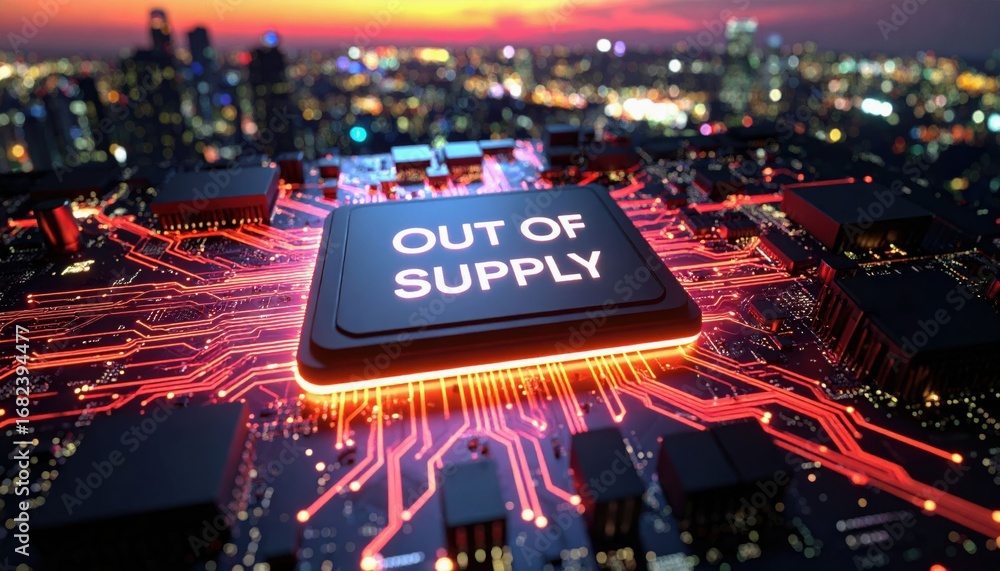 Poster a close-up view of a computer chip illuminated with the message 