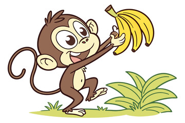 Happy Monkey Clipart on White Background