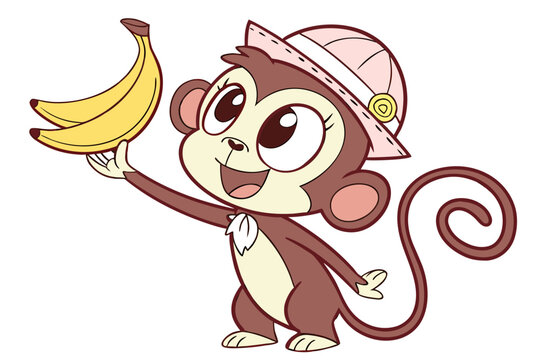 Happy Monkey Clipart on White Background