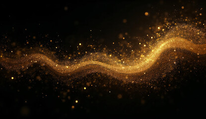 Golden glitter particles on black luxury background