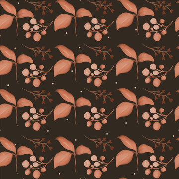 enchanted leave watercolor seamless pattern for background