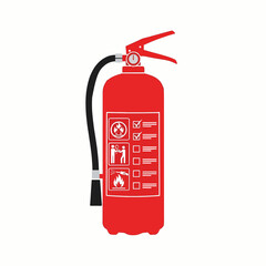 Fire extinguisher with instruction icons  Minimal Flat Vector Illustration for safety, first aid, emergency, templates, and brandless design