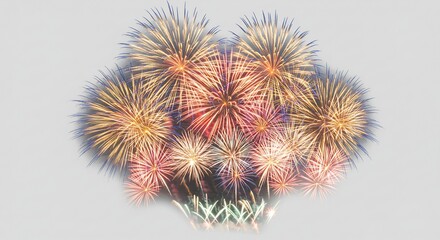 Obraz premium 夜空彩る華麗な花火 鮮やか開花瞬間. AI Generated