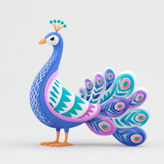 Fototapeta premium Cartoon style peacock model