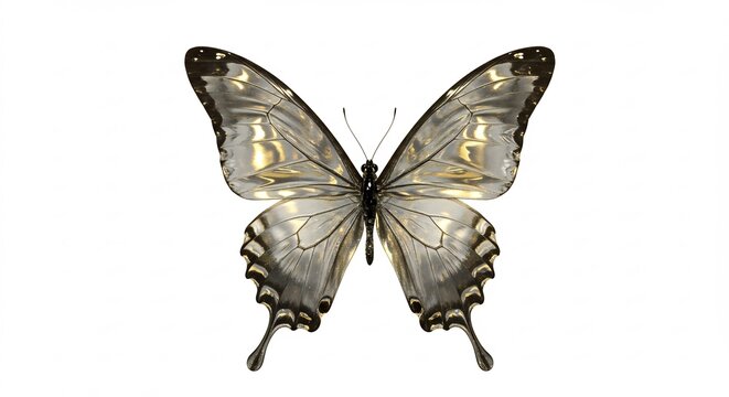 透き通る羽根 輝く蝶 繊細な光 静かに舞う (Sukitooru hane kagayaku chou sensai na hikari shizuka ni mau) Translation: Transparent wings, shining butterfly, delicate light, dancing quietly.. AI Generated