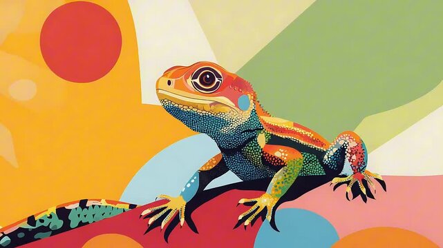 Bright animated lizard . World lizard day poster isolated on a bright background. Concept of wildlife protection, suitable for world lizard day