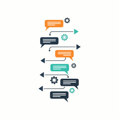 Forum thread with reply arrows  Minimal Flat Vector Illustration for social media, communication, messaging, templates, and brandless design