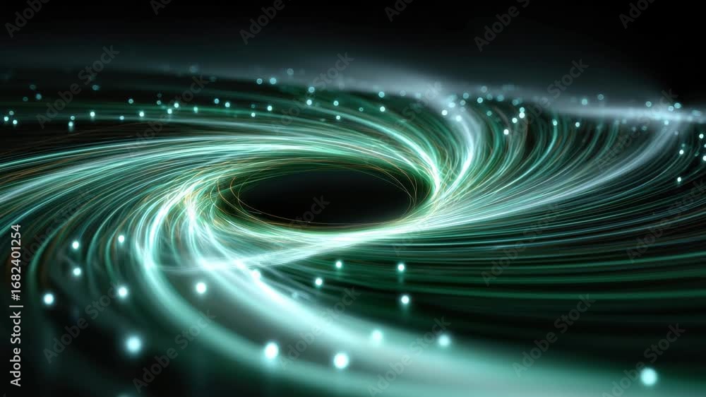 Poster a stunning visual of swirling lights surrounding a dark vortex captures the essence of cosmic energy