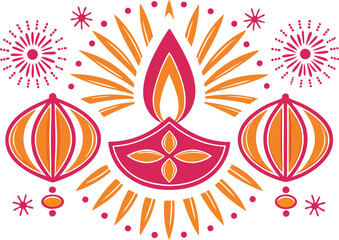 Diwali festival background design with diya lamps. Decorative Diwali background illustration with rangoli pattern. Traditional Diwali celebration background artwork. Colorful Diwali lights