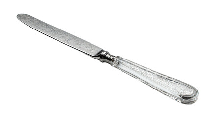 Vintage silver dinner knife, etched design