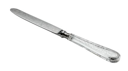 Vintage silver dinner knife, etched design