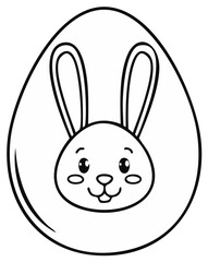 Outline of a rabbit face inside an Easter egg shape for spring celebrations