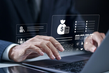 Budget planning and management, Corporate finance and annual strategic plan. Businessman working...