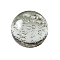 Clear glass sphere, numerous small bubbles