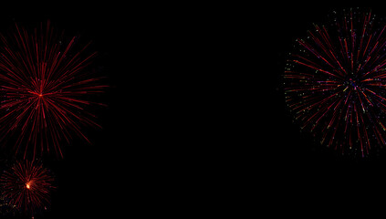 Fototapeta premium Happy new year Fireworks light up the night sky over a distant town creating a vibrant and colorful display ai generative