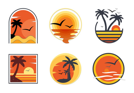 Sunset Logo Badge Design Vector File