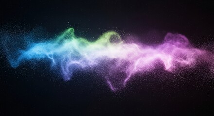 Colorful Nebula Cloud with Glittering Stars on Black Background, Abstract Galaxy Space Art