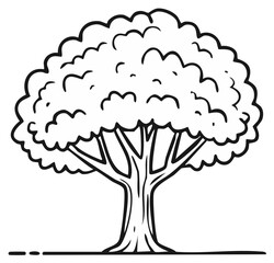 Minimalist Black and White Tree Line Art Drawing for Nature and Growth Themes