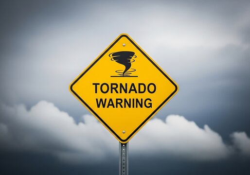 Tornado warning sign in sky