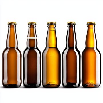 Collection of beer bottles and glasses of beer. Trans. Assortment of ale container and brew goblet. beverage refreshment alcoholic drinkware celebration party pub bar brewery