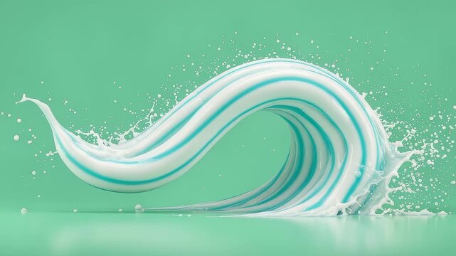 Toothpaste swirl wave with dynamic splashes, minty freshness in motion, dental care concept