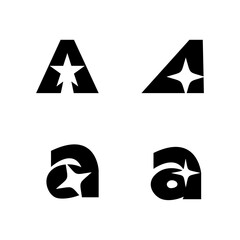Abstract Letter A Star and Sparkle Logo Icons for Branding and Graphic Design