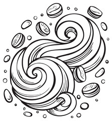 Fototapeta premium Decorative swirling design with coffee beans, vector illustration