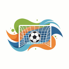 Soccer ball with goal net  Minimal Flat Vector Illustration for fitness, training, sports, templates, and brandless design