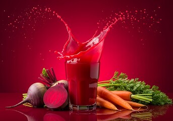Beetroot and carrot juice splash