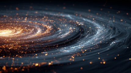 Big Data visualized as a beautiful, swirling galaxy composed of billions of glowing data points.