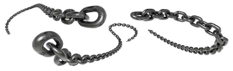 Black Metal Chains Isolated on White Background