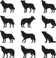 Silhouette of a wolf vector illustration isolated on white background