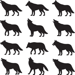 Silhouette of a wolf vector illustration isolated on white background
