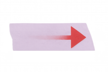 Red arrow pointing to the right on a pink sticky note with a transparent background, ideal for presentations and creative projects